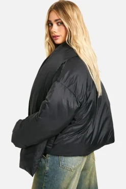 Up To 80% Off Winter Warmers|Puffer Jackets*boohoo 2 In 1 Scarf Puffer Jacket black