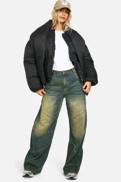 Up To 80% Off Winter Warmers|Puffer Jackets*boohoo 2 In 1 Scarf Puffer Jacket black