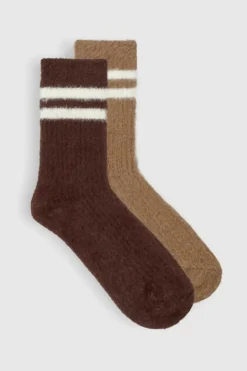 Tights & Socks|Tights & Socks*boohoo 2 Pack Stripe Detail Slouchy Sock multi