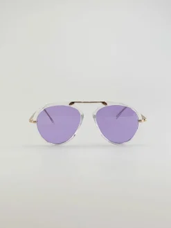 Sunglasses*SVNX 2 Pack Aviator Style Sunglasses with Coloured Lenses Cream