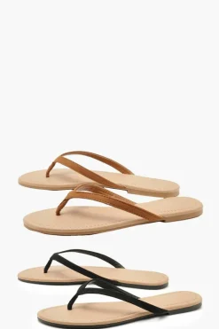 Flats|Sandals*boohoo 2 Pack Basic Flip Flops black