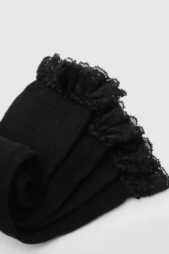 Tights & Socks|Tights & Socks*boohoo 2 Pack Ribbed Sock With Lace Trim black