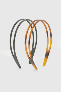 Hair Accessories*boohoo 2 Pack Double Row Tortoise Shell & Plain Headband multi