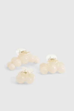 Hair Accessories*boohoo 3 Pack Marble Hair Claw Clips ivory