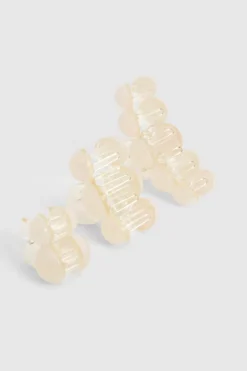 Hair Accessories*boohoo 3 Pack Marble Hair Claw Clips ivory