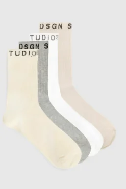 Tights & Socks|Tights & Socks*boohoo 4 Pack Ribbed Dsgn Studio Socks multi
