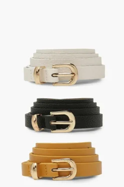 Belts*boohoo 3 Pack Skinny Belt black