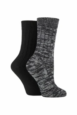 Tights & Socks|Tights & Socks*SOCKSHOP 2 Pair Chunky Rib Cotton Boot Socks Black