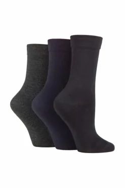 Tights & Socks|Tights & Socks*SOCKSHOP 3 Pair Gentle Bamboo Socks with Smooth Toe Seams in Plains and Stripes Multi