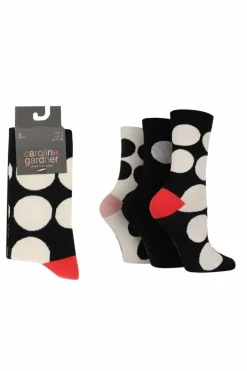 Tights & Socks|Tights & Socks*Caroline Gardner 3 Pair Pack Fashion Crew Socks Black