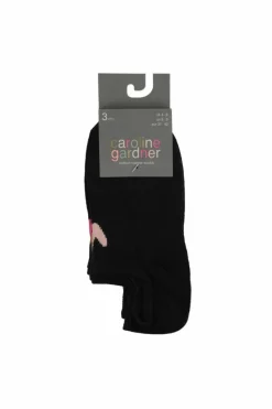 Tights & Socks|Tights & Socks*Caroline Gardner 3 Pair Pack Plain Trainer Liner Socks Black