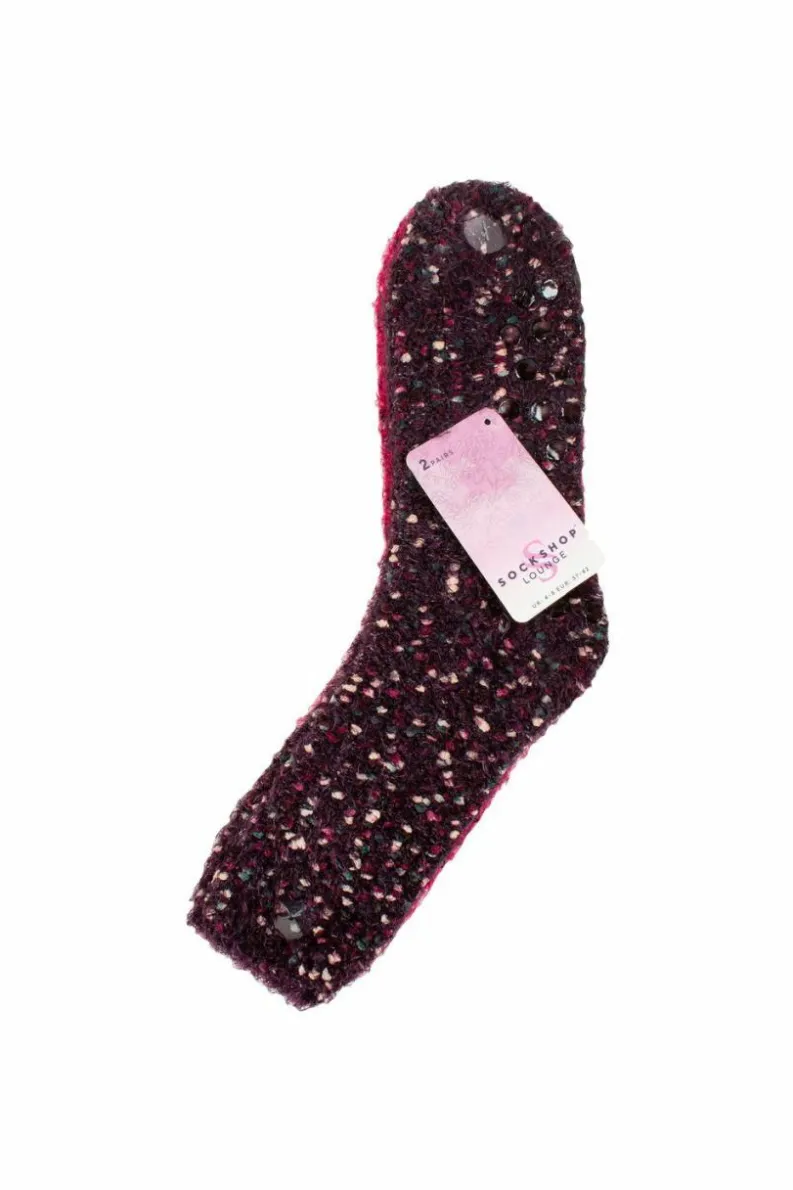 Tights & Socks|Tights & Socks*SOCKSHOP 2 Pair Popcorn Feather Slipper Socks with Grip Blue