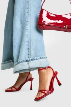 Heels*boohoo 2 Part Crossover Detail Heels cherry