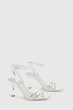 Heels*boohoo 2 Part Crossover Detail Heels silver