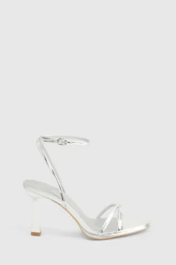 Heels*boohoo 2 Part Crossover Detail Heels silver