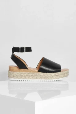 Flats|Sandals*boohoo 2 Part Espadrille Flatform black