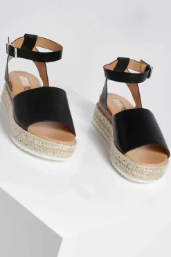Flats|Sandals*boohoo 2 Part Espadrille Flatform black