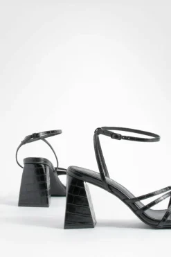 Sandals|Heels*boohoo 2 Part Flared Block Heel Sandals black