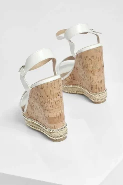 Wedges|Sandals*boohoo 2 Part Studded Cork Wedges white