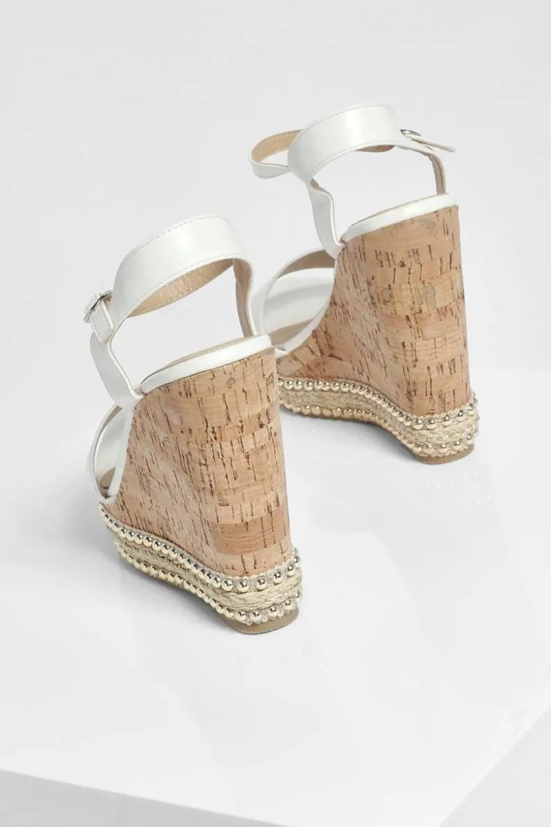 Wedges|Sandals*boohoo 2 Part Studded Cork Wedges white