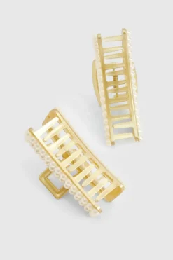 Hair Accessories*boohoo 2 Piece Pearl Hair Clips gold