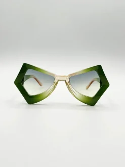 Sunglasses*SVNX 2 Tone Angular Sunglasses in Green