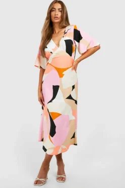 Cami Dresses*boohoo Abstract Angel Sleeve Midaxi Dress multi
