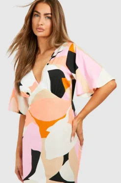 Cami Dresses*boohoo Abstract Angel Sleeve Midaxi Dress multi
