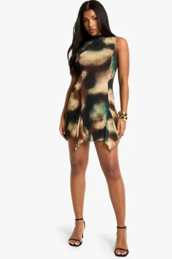 Skater Dresses|Mini Dresses*boohoo Abstract Godet Hem Mini Dress multi