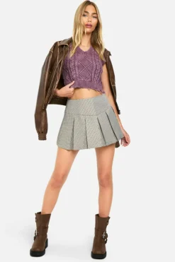 Jumpers|Jumpers & Cardigans*boohoo Acid Wash Cable Knit V Neck Tank mauve