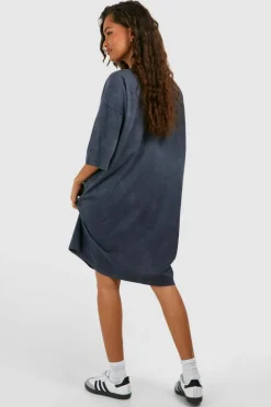 T-Shirt Dresses|Shirt Dresses*boohoo Acid Wash Oversized T-shirt Dress charcoal