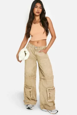 Knitted Tops*boohoo Acid Wash Rib Knit Scoop Crop Top orange