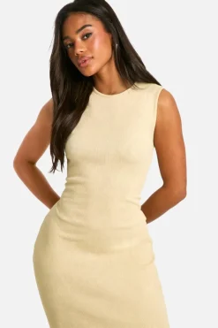 Bodycon Dresses*boohoo Acid Wash Ribbed Racer Neck Midaxi Dress stone