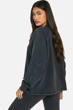 Sweatshirts|Hoodies & Sweatshirts*boohoo Acid Wash Seam Detail Oversized Sweatshirt charcoal