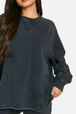 Sweatshirts|Hoodies & Sweatshirts*boohoo Acid Wash Seam Detail Oversized Sweatshirt charcoal