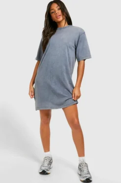 T-Shirt Dresses|Shirt Dresses*boohoo Acid Wash T-shirt Dress grey