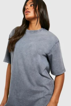 T-Shirt Dresses|Shirt Dresses*boohoo Acid Wash T-shirt Dress grey