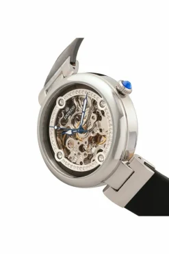 Watches*Empress Adelaide Automatic Skeleton Leather-Band Watch Black
