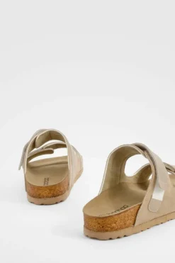 Sandals*boohoo Adjustable Strap Footbed Sliders taupe