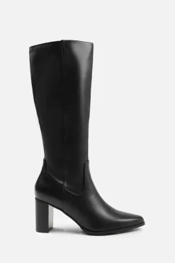 Heeled Boots|All Boots*Where's That From Alpha' Block Heel Knee High Boots With Stitch Detail Black