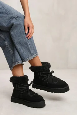 All Boots|Boots*Where's That From Amala' Ankle Boot With Faux Fur Lining Black