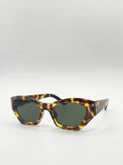Sunglasses*SVNX Angular Frame Cat Eye Sunglasses Brown