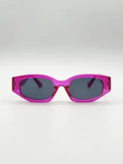 Sunglasses*SVNX Angular Sunglasses in Translucent Hot Pink