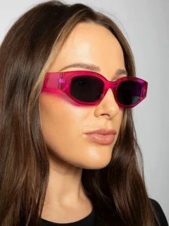 Sunglasses*SVNX Angular Sunglasses in Translucent Hot Pink