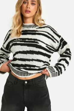 Jumpers|Knitwear*boohoo Animal Jacquard High Neck Jumper ivory