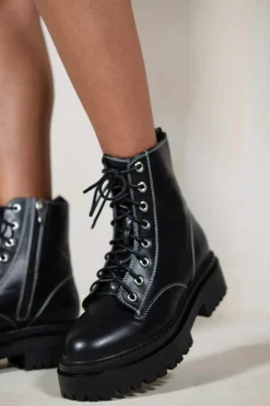 Chunky Boots|Ankle Boots*Where's That From Annie' Chunky Platform Ankle Boot With Lace Up Detail Black