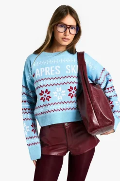 Jumpers*boohoo Apres Ski Christmas Crop Jumper blue