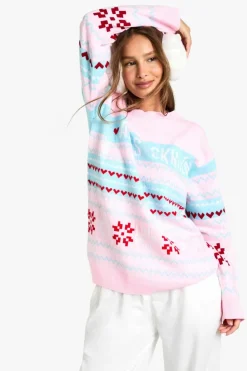 Jumpers|Jumpers & Cardigans*boohoo Apres Ski Christmas Jumper pink