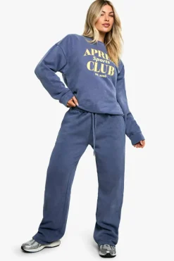 Sweatshirts|Hoodies & Sweatshirts*boohoo Apres Sports Club Slogan Overdyed Oversized Sweatshirt navy