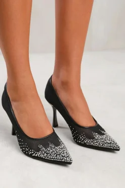 Heels*Where's That From Aralyn' Wide Fit Court Shoe With Diamante Detailing Black